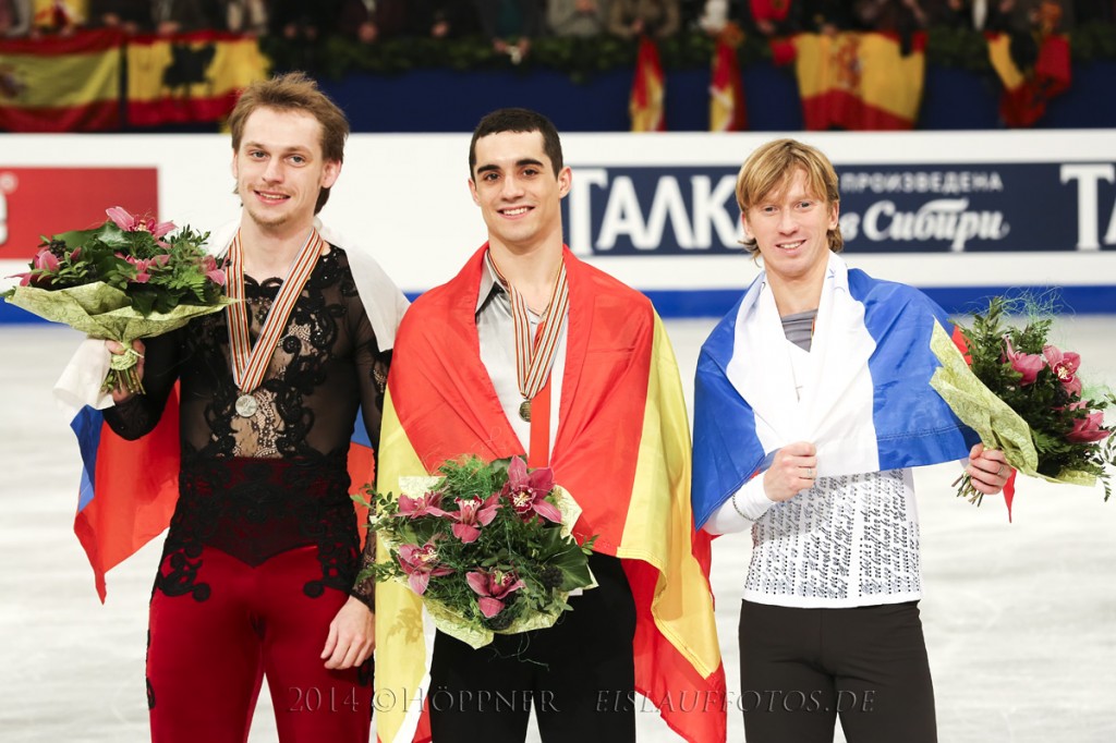 Die Medaillengewinner:   2 Sergei VORONOV , 1 Javier FERNANDEZ, 3 Konstantin MENSHOV